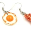 Polymer Clay Handmade Fried Bacon with Sunny Side up Egg Earrings - Image 2