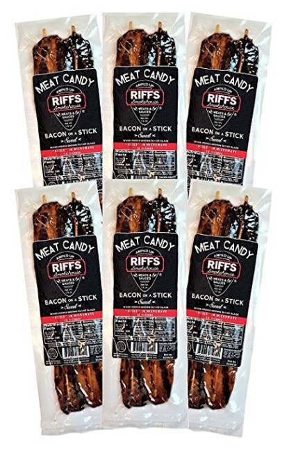 Bacon On A Stick by Riffs Smokehouse - SWEET - Pack of 6 Individually Sealed 2-Packs